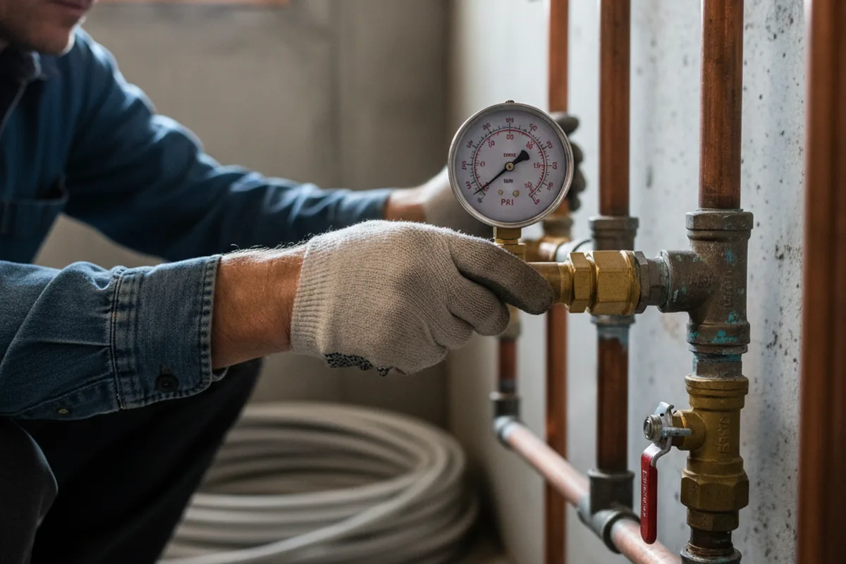Pressure testing a repaired line during Water Line Repair in Union Star
